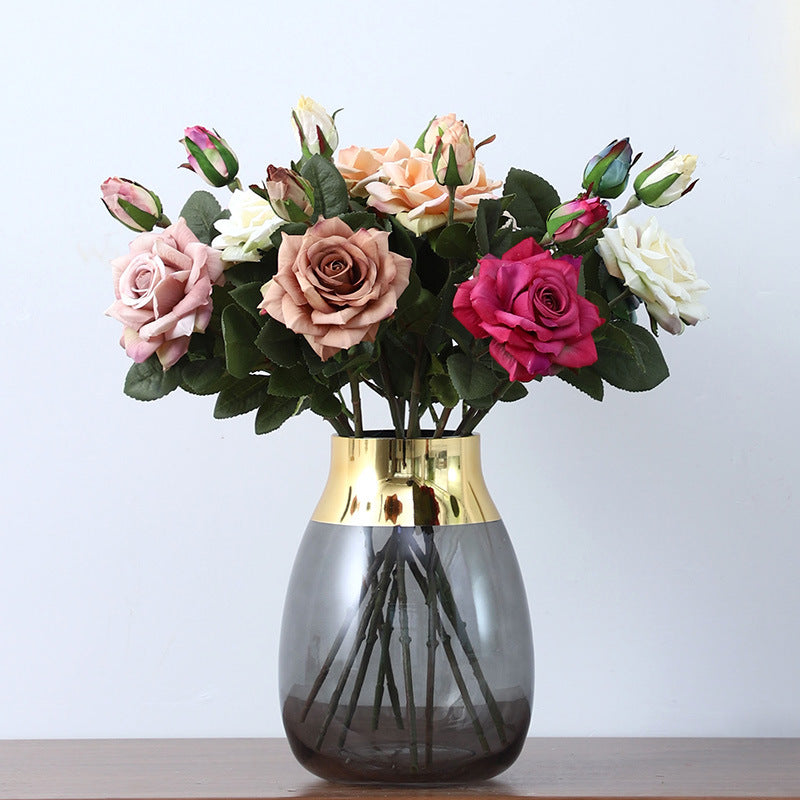 Artificial 2 Heads Rose For Living Room Indoor Decoration And Wedding