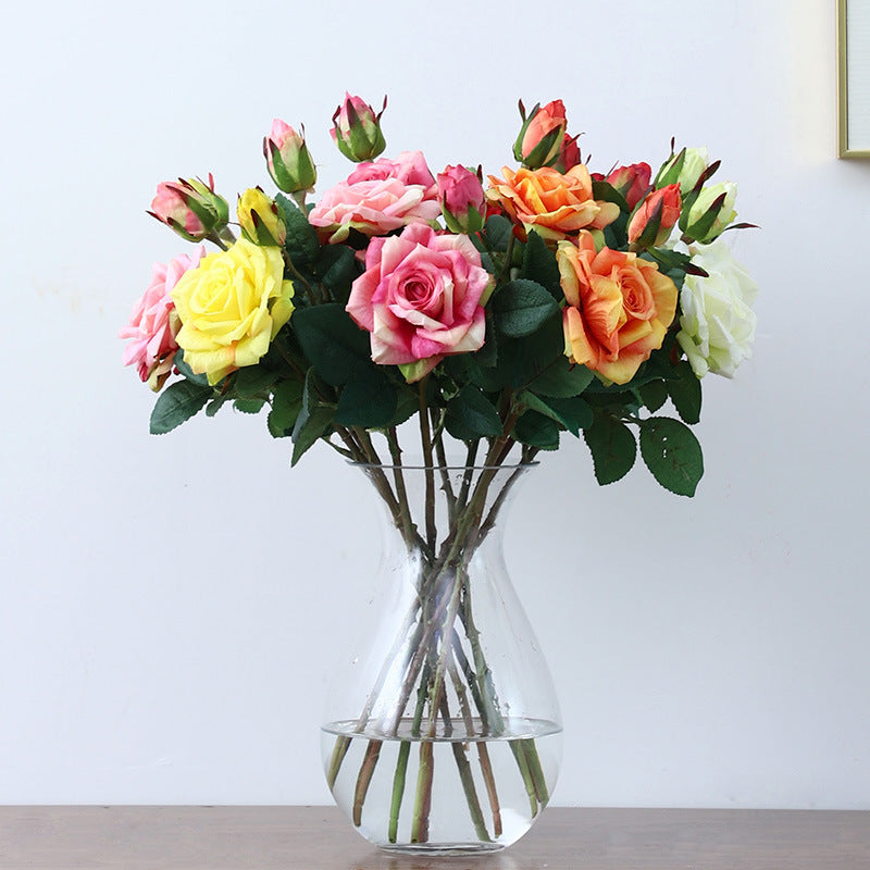 Artificial 2 Heads Rose For Living Room Indoor Decoration And Wedding