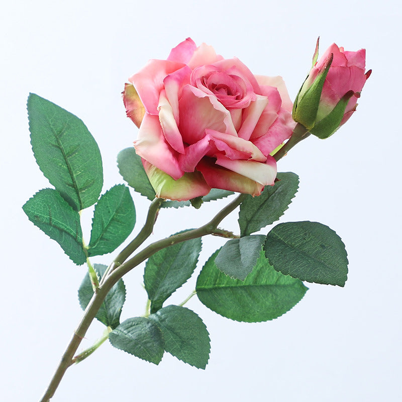 Artificial 2 Heads Rose For Living Room Indoor Decoration And Wedding