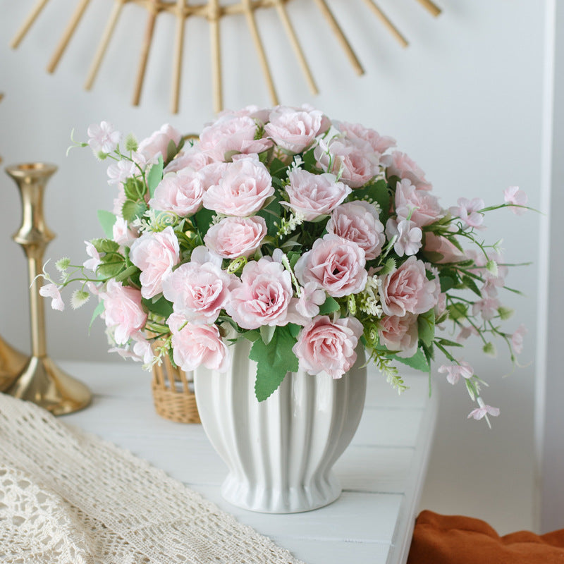 Elegant Rose Series - Artificial Silk Rose Bouquet Arrangement For Living Room And Indoor Decoratio