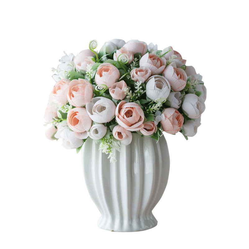 Elegant Rose Series - Artificial Silk Rose Bouquet Arrangement For Living Room And Indoor Decoratio