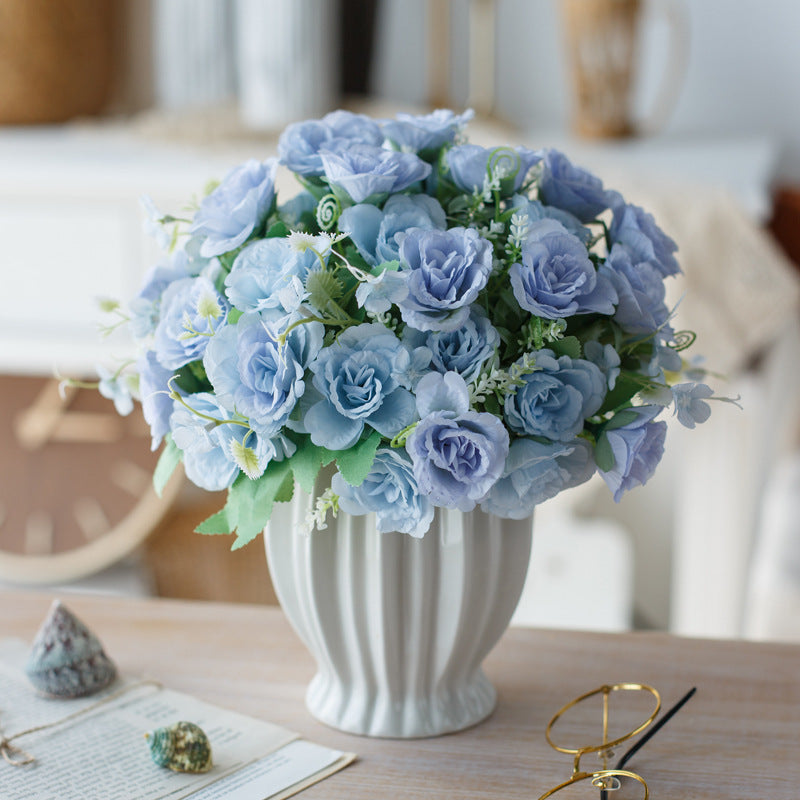 Elegant Rose Series - Artificial Silk Rose Bouquet Arrangement For Living Room And Indoor Decoratio