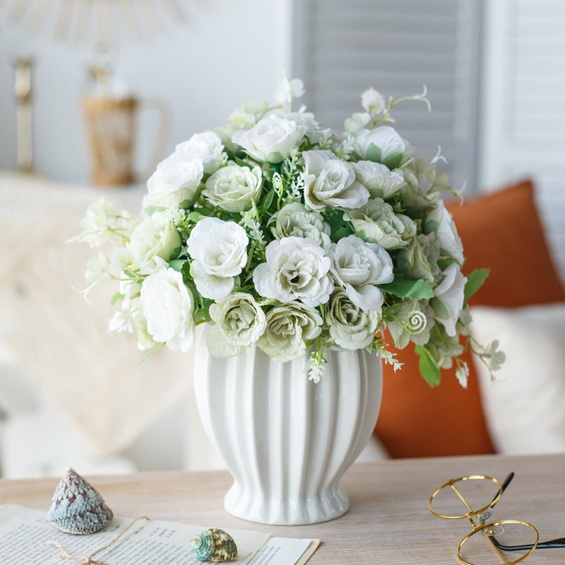 Elegant Rose Series - Artificial Silk Rose Bouquet Arrangement For Living Room And Indoor Decoratio