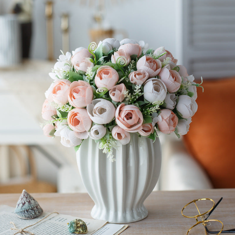 Elegant Rose Series - Artificial Silk Rose Bouquet Arrangement For Living Room And Indoor Decoratio
