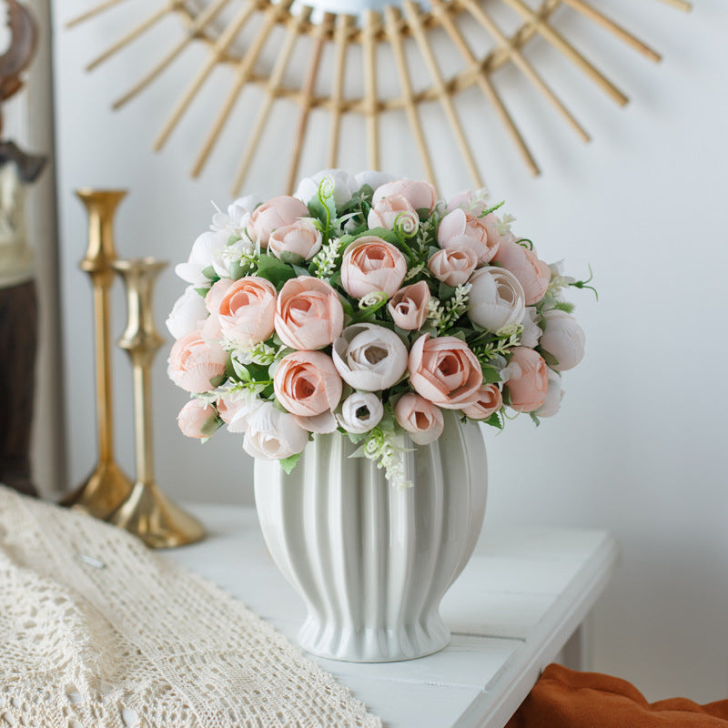Elegant Rose Series - Artificial Silk Rose Bouquet Arrangement For Living Room And Indoor Decoratio