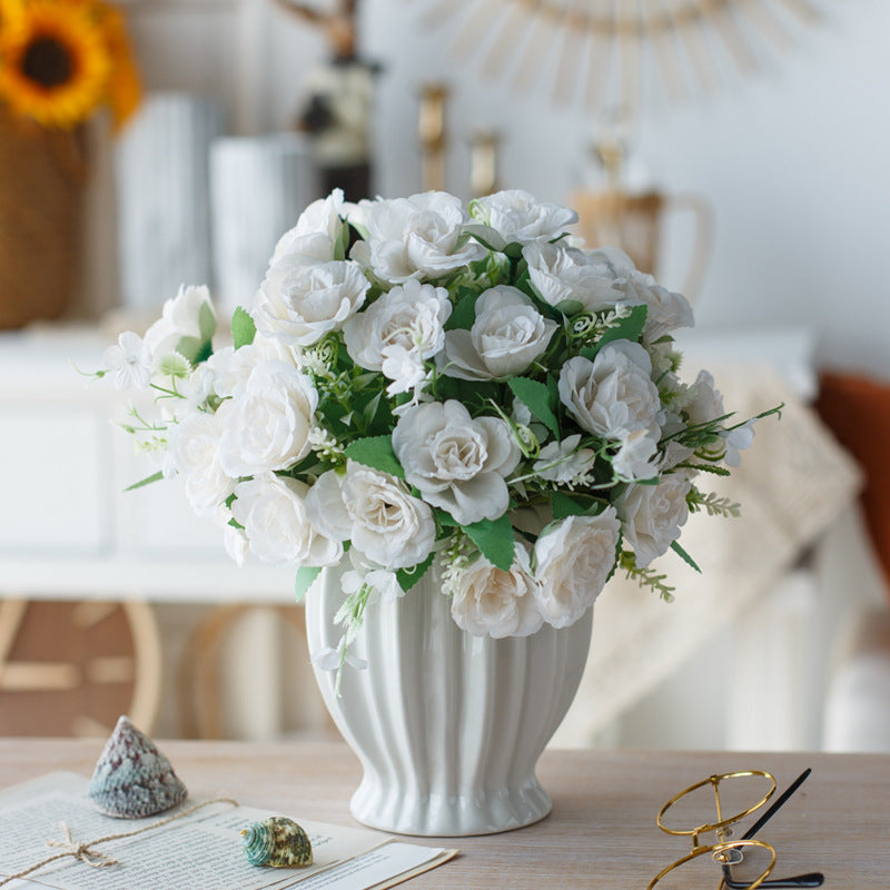 Elegant Rose Series - Artificial Silk Rose Bouquet Arrangement For Living Room And Indoor Decoratio