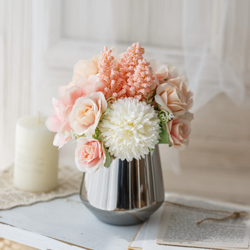 Bridal Wine Series - Artificial Silk Flowers Bouquet Arrangement For Living Room Indoor Decoration And Wedding