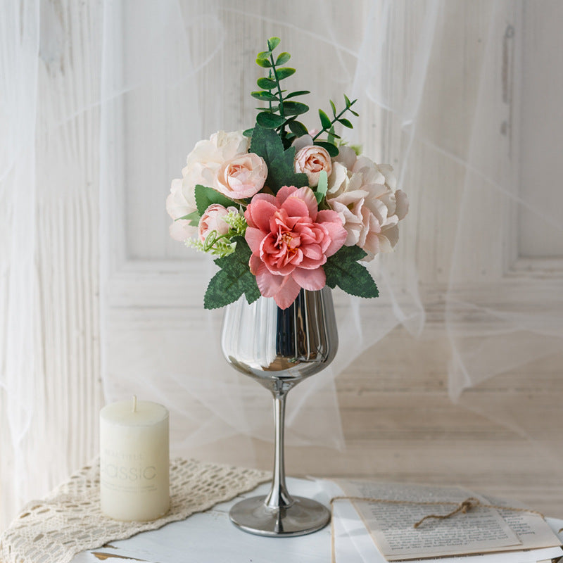 Bridal Wine Series - Artificial Silk Flowers Bouquet Arrangement For Living Room Indoor Decoration And Wedding
