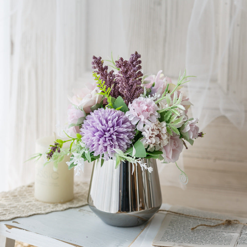 Bridal Wine Series - Artificial Silk Flowers Bouquet Arrangement For Living Room Indoor Decoration And Wedding