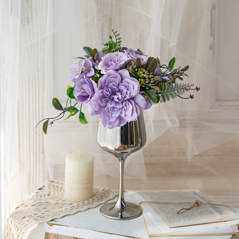 Bridal Wine Series - Artificial Silk Flowers Bouquet Arrangement For Living Room Indoor Decoration And Wedding