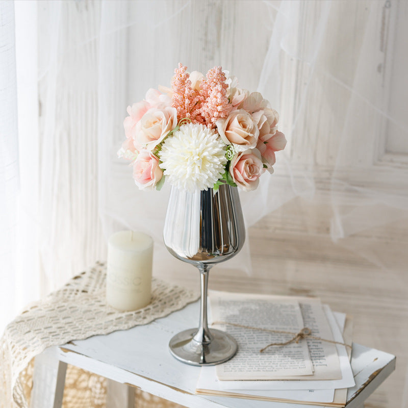 Bridal Wine Series - Artificial Silk Flowers Bouquet Arrangement For Living Room Indoor Decoration And Wedding