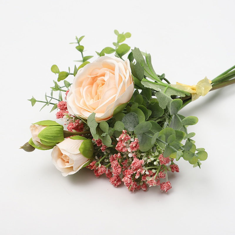 Rome Star Series - Artificial Silk Gypsophila Rose Bouquet Arrangement For Living Room Indoor Decoration And Wedding