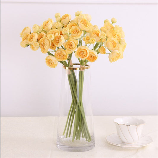 6头扎束小茶花室内客厅餐桌摆设装饰花 仿真花艺摆件