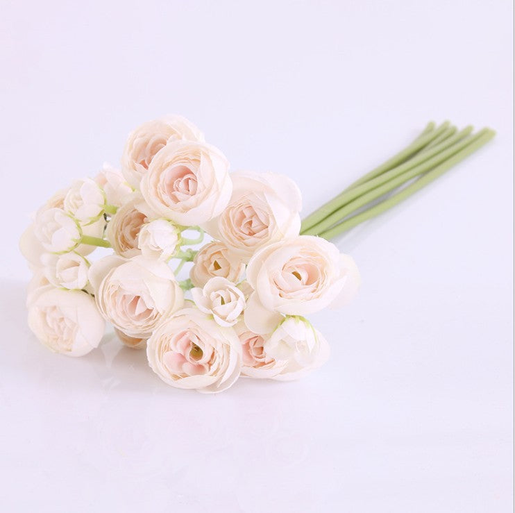 6头扎束小茶花室内客厅餐桌摆设装饰花 仿真花艺摆件