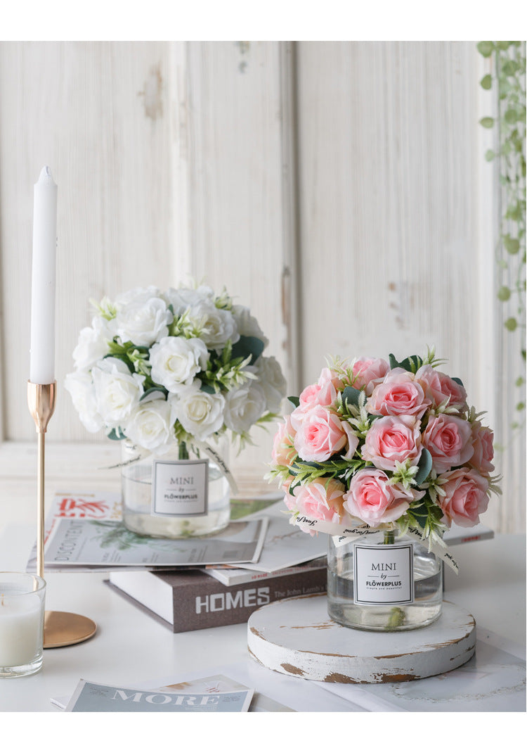 Circle Heart Series - Artificial Silk Flowers Bouquet Arrangement For Living Room And Indoor Decoration