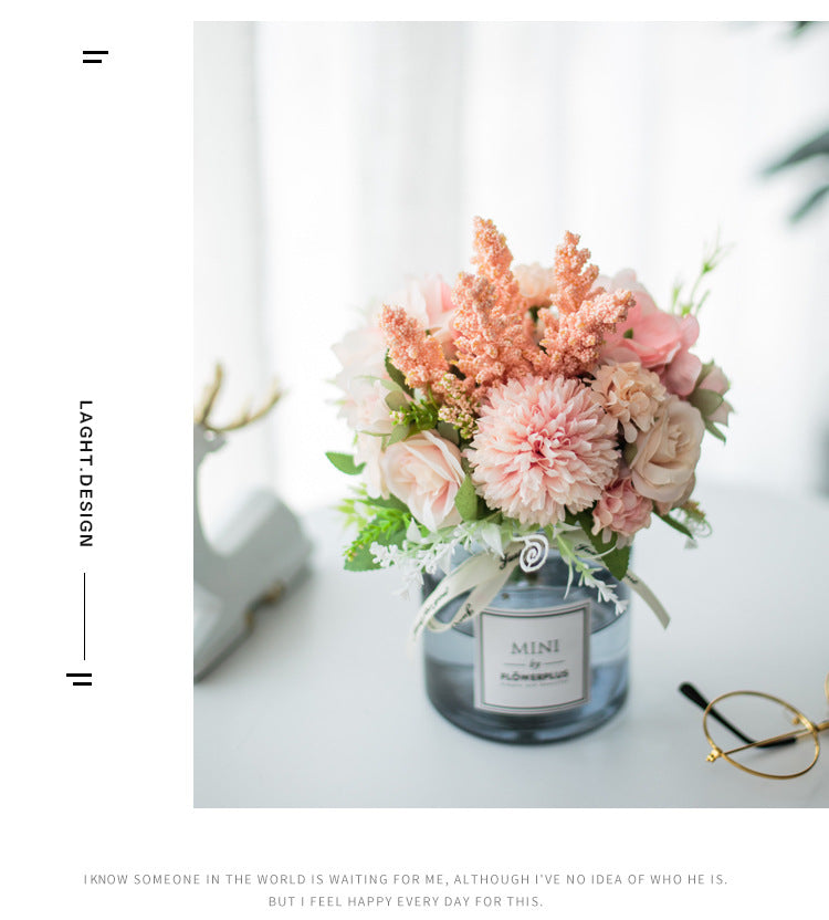 Circle Heart Series - Artificial Silk Flowers Bouquet Arrangement For Living Room And Indoor Decoration