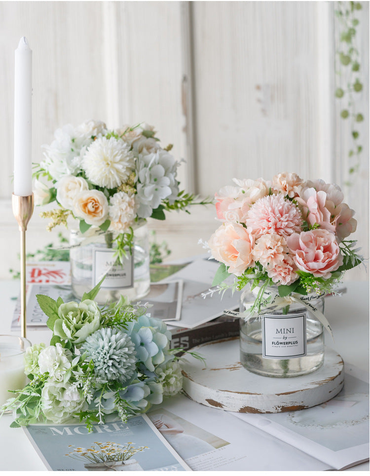 Circle Heart Series - Artificial Silk Flowers Bouquet Arrangement For Living Room And Indoor Decoration