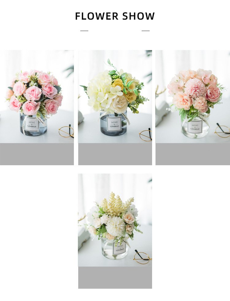 Circle Heart Series - Artificial Silk Flowers Bouquet Arrangement For Living Room And Indoor Decoration