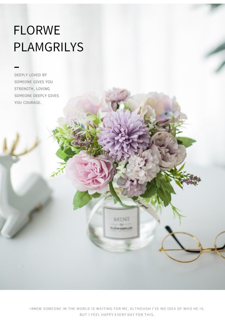 Circle Heart Series - Artificial Silk Flowers Bouquet Arrangement For Living Room And Indoor Decoration