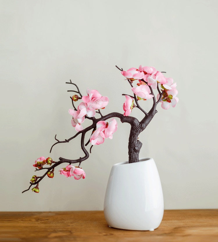 Plum blossom Series - Eastern Style Artificial Silk Flowers Bouquet Arrangement For Living Room And Indoor Decoration