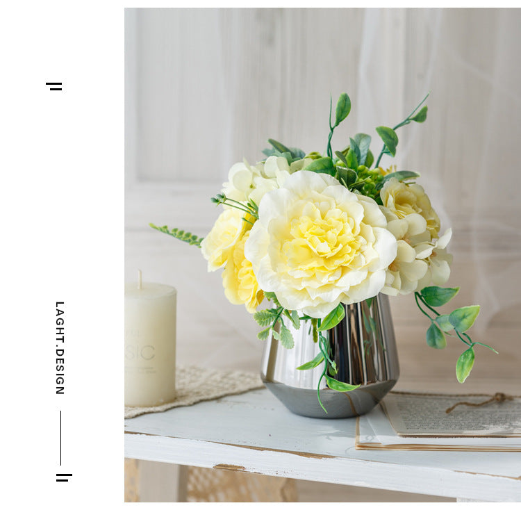 Bridal Wine Series - Artificial Silk Flowers Bouquet Arrangement For Living Room Indoor Decoration And Wedding