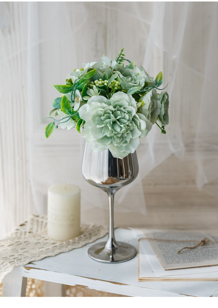 Bridal Wine Series - Artificial Silk Flowers Bouquet Arrangement For Living Room Indoor Decoration And Wedding