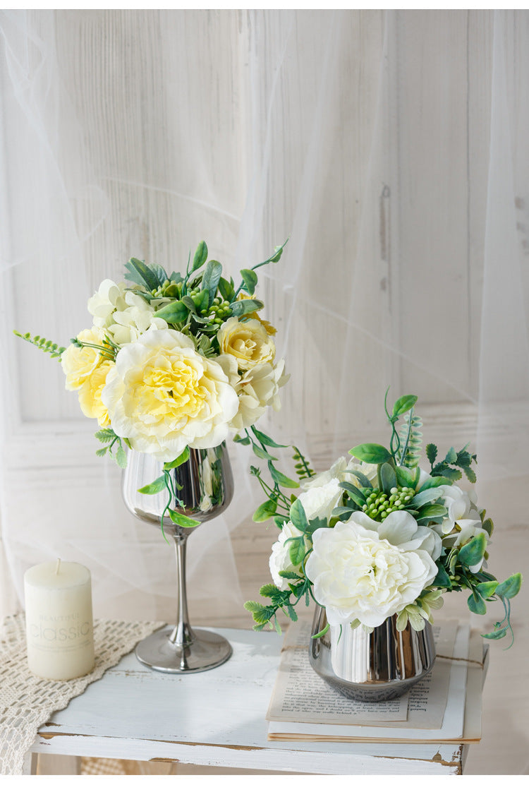 Bridal Wine Series - Artificial Silk Flowers Bouquet Arrangement For Living Room Indoor Decoration And Wedding