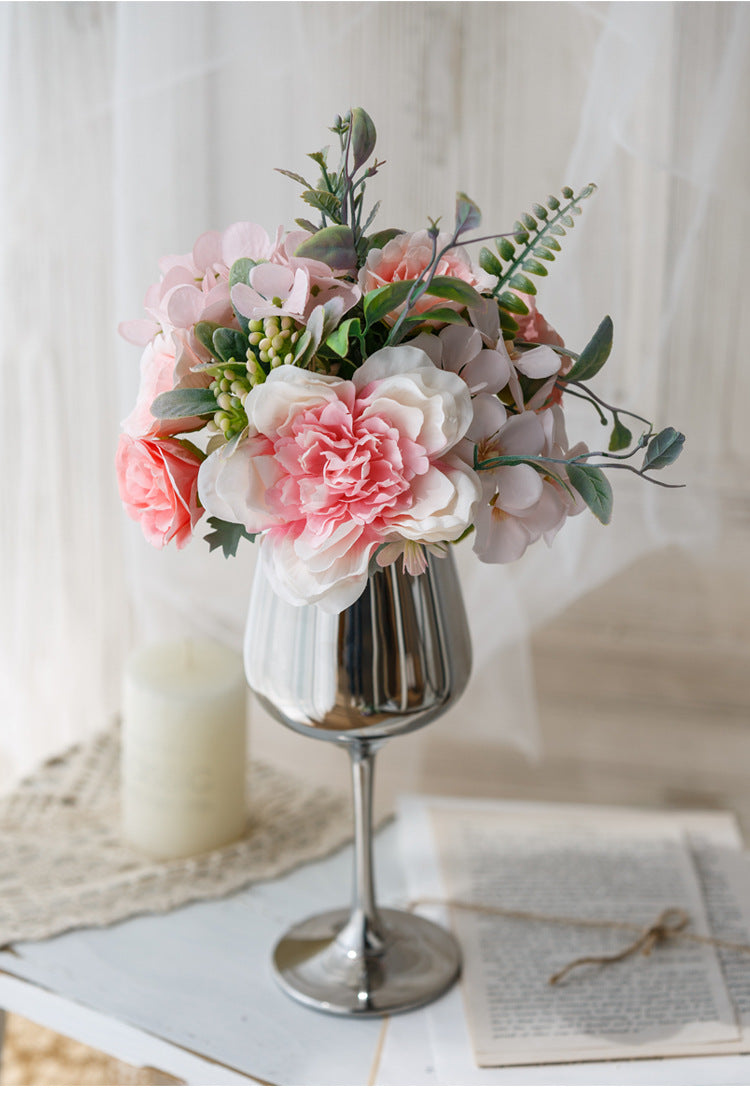Bridal Wine Series - Artificial Silk Flowers Bouquet Arrangement For Living Room Indoor Decoration And Wedding