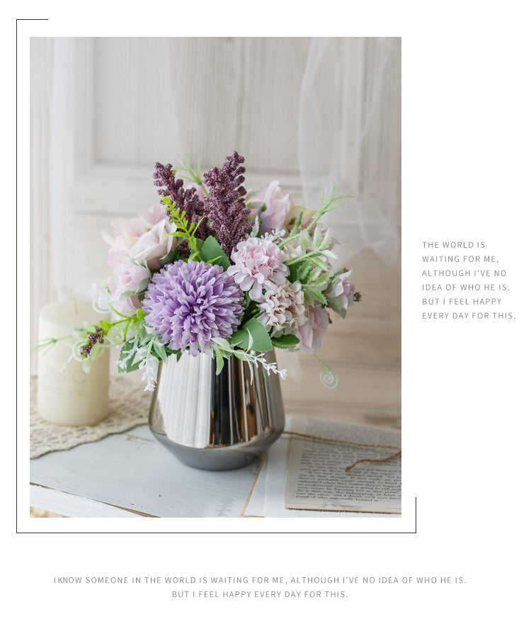 Bridal Wine Series - Artificial Silk Flowers Bouquet Arrangement For Living Room Indoor Decoration And Wedding