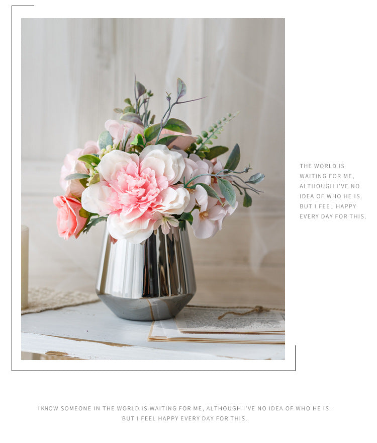 Bridal Wine Series - Artificial Silk Flowers Bouquet Arrangement For Living Room Indoor Decoration And Wedding