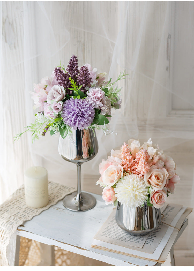 Bridal Wine Series - Artificial Silk Flowers Bouquet Arrangement For Living Room Indoor Decoration And Wedding