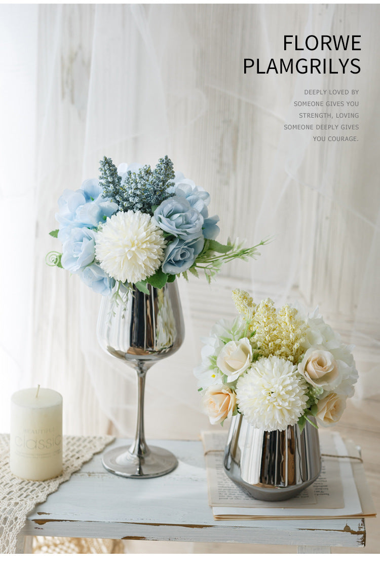 Bridal Wine Series - Artificial Silk Flowers Bouquet Arrangement For Living Room Indoor Decoration And Wedding