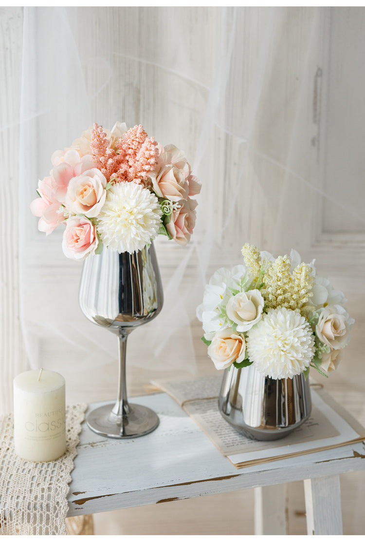 Bridal Wine Series - Artificial Silk Flowers Bouquet Arrangement For Living Room Indoor Decoration And Wedding
