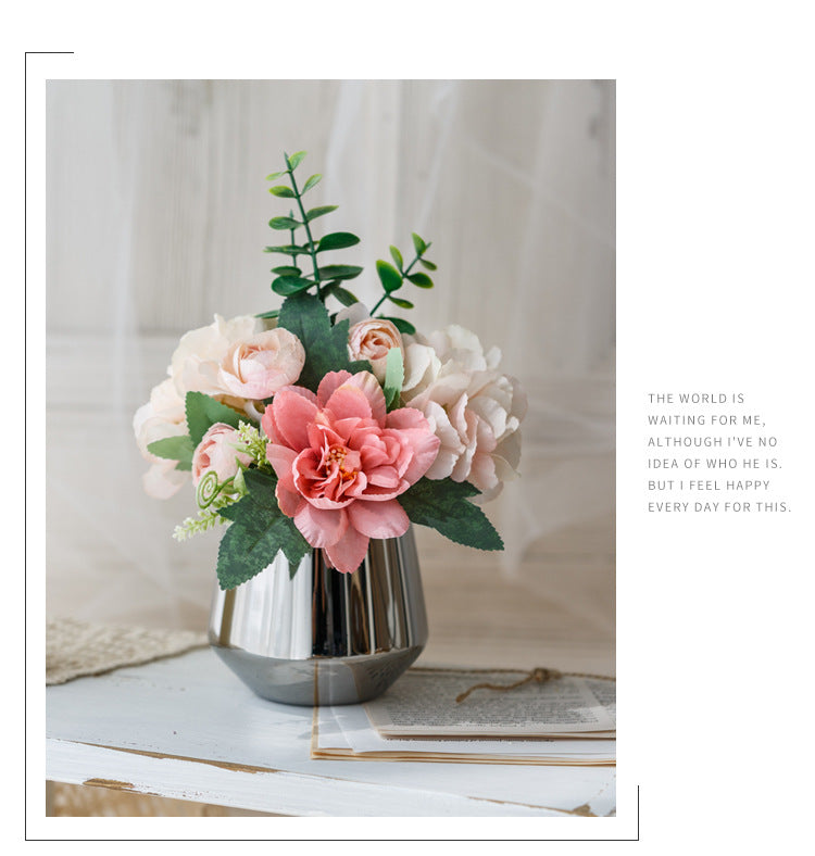Bridal Wine Series - Artificial Silk Flowers Bouquet Arrangement For Living Room Indoor Decoration And Wedding