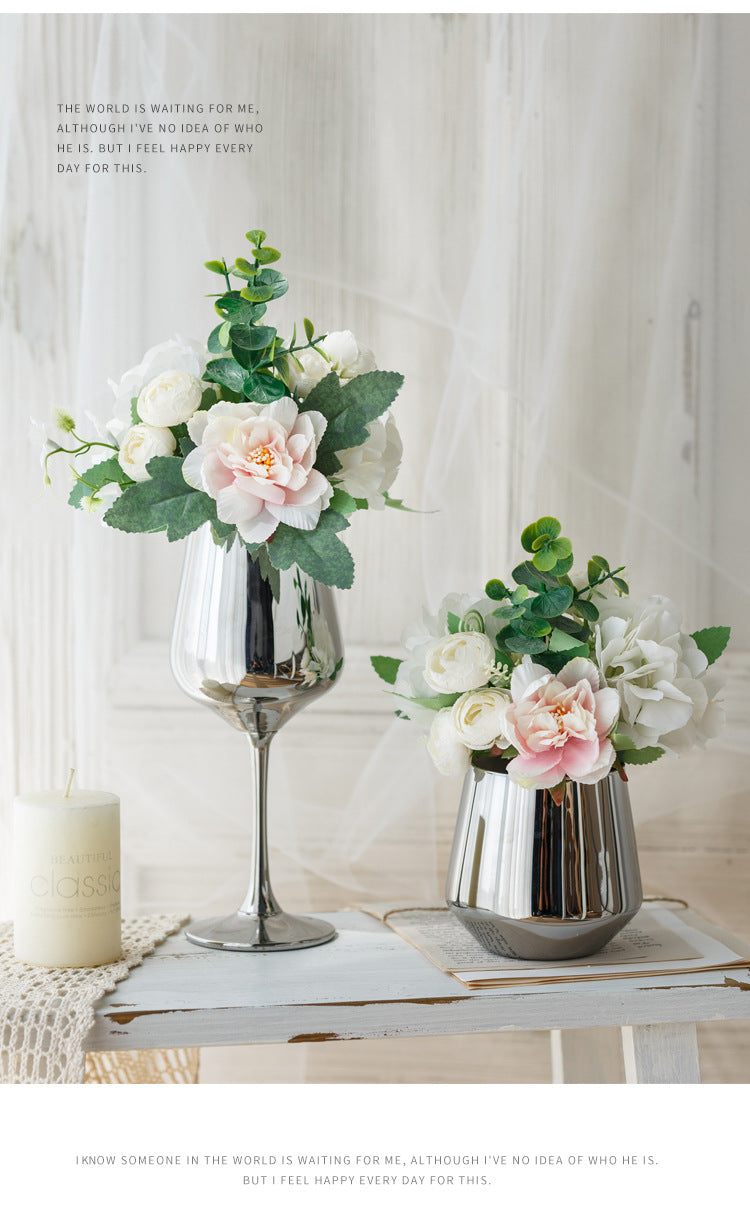 Bridal Wine Series - Artificial Silk Flowers Bouquet Arrangement For Living Room Indoor Decoration And Wedding