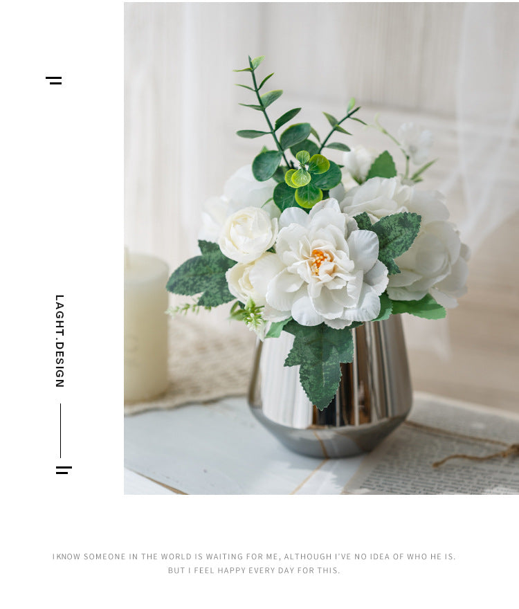 Bridal Wine Series - Artificial Silk Flowers Bouquet Arrangement For Living Room Indoor Decoration And Wedding