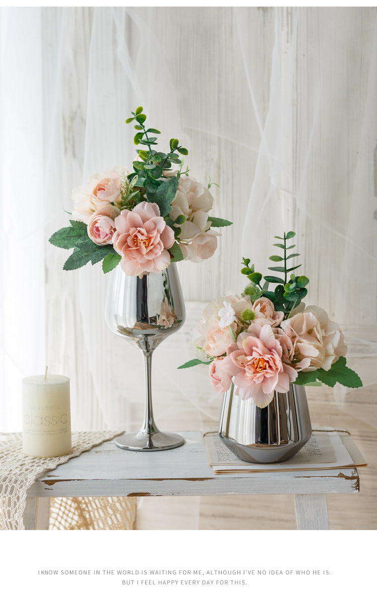 Bridal Wine Series - Artificial Silk Flowers Bouquet Arrangement For Living Room Indoor Decoration And Wedding