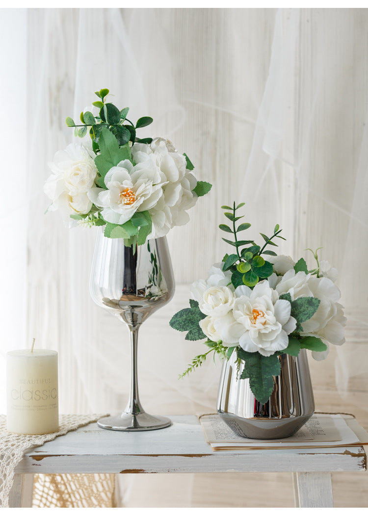 Bridal Wine Series - Artificial Silk Flowers Bouquet Arrangement For Living Room Indoor Decoration And Wedding