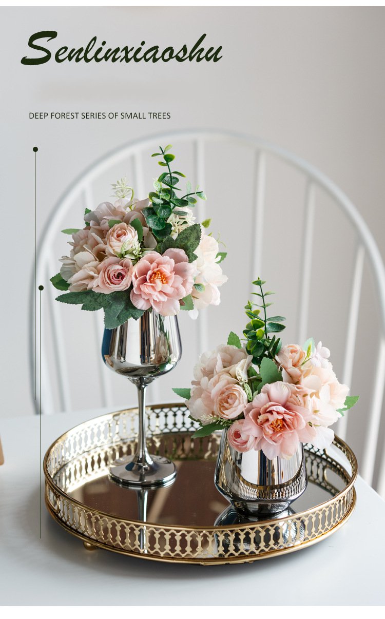 Bridal Wine Series - Artificial Silk Flowers Bouquet Arrangement For Living Room Indoor Decoration And Wedding