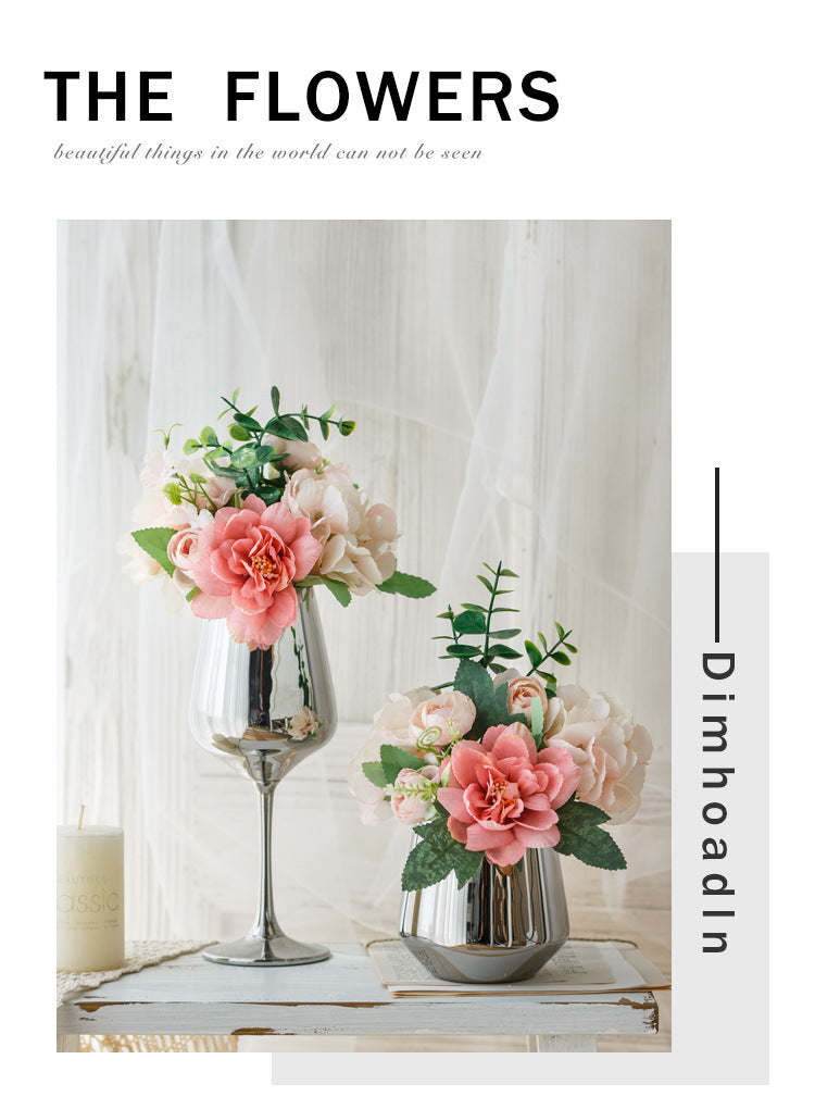 Bridal Wine Series - Artificial Silk Flowers Bouquet Arrangement For Living Room Indoor Decoration And Wedding