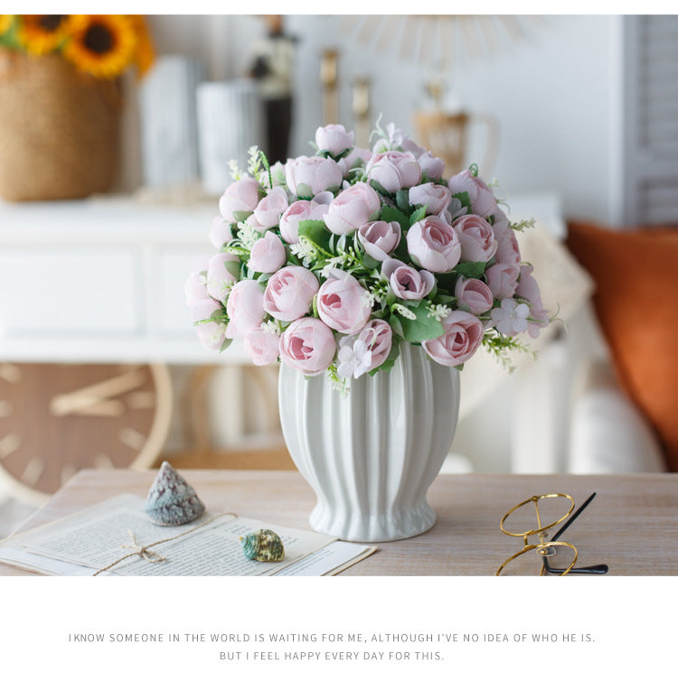 Elegant Rose Series - Artificial Silk Rose Bouquet Arrangement For Living Room And Indoor Decoratio