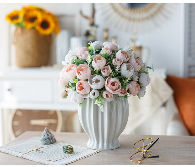 Elegant Rose Series - Artificial Silk Rose Bouquet Arrangement For Living Room And Indoor Decoratio