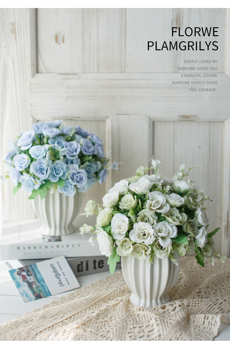 Elegant Rose Series - Artificial Silk Rose Bouquet Arrangement For Living Room And Indoor Decoratio
