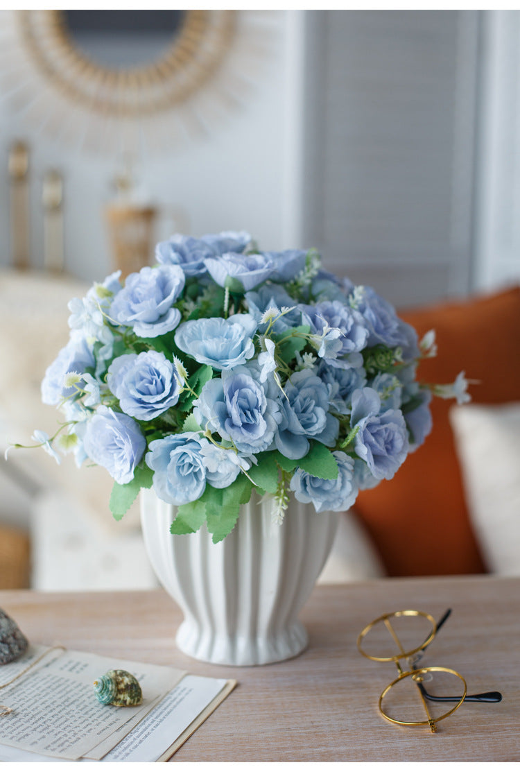 Elegant Rose Series - Artificial Silk Rose Bouquet Arrangement For Living Room And Indoor Decoratio