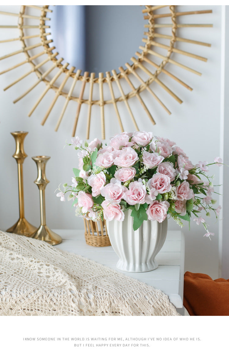 Elegant Rose Series - Artificial Silk Rose Bouquet Arrangement For Living Room And Indoor Decoratio