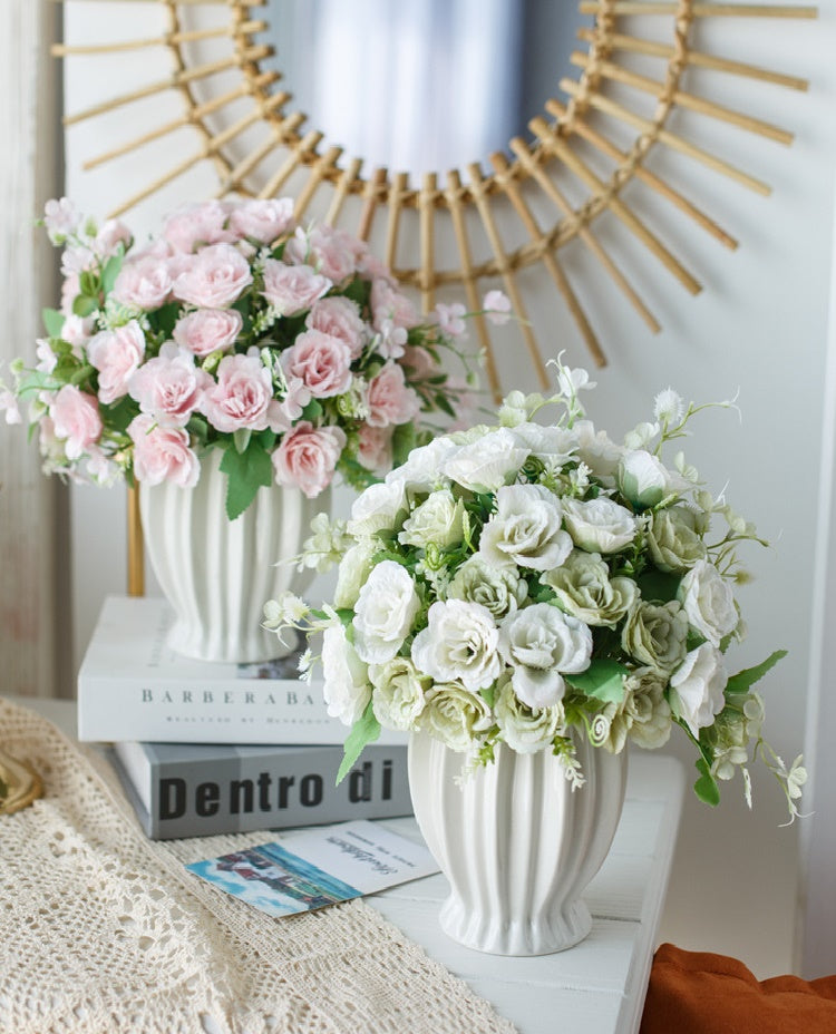 Elegant Rose Series - Artificial Silk Rose Bouquet Arrangement For Living Room And Indoor Decoratio