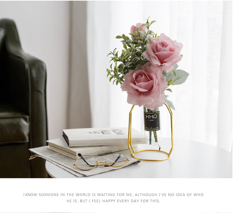 Morden Charm Series - Artificial Silk Rose Bouquet Arrangement For Living Room And Indoor Decoration