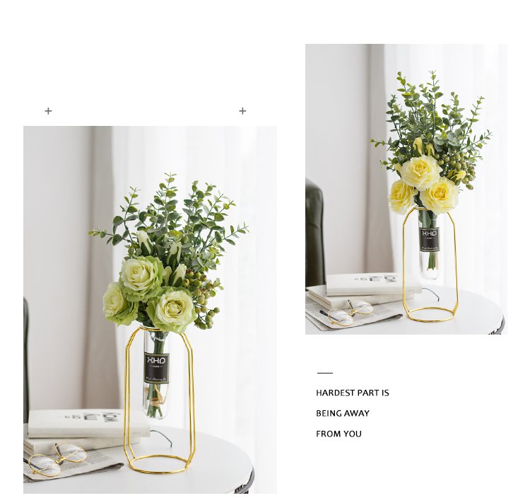 Morden Charm Series - Artificial Silk Rose Bouquet Arrangement For Living Room And Indoor Decoration
