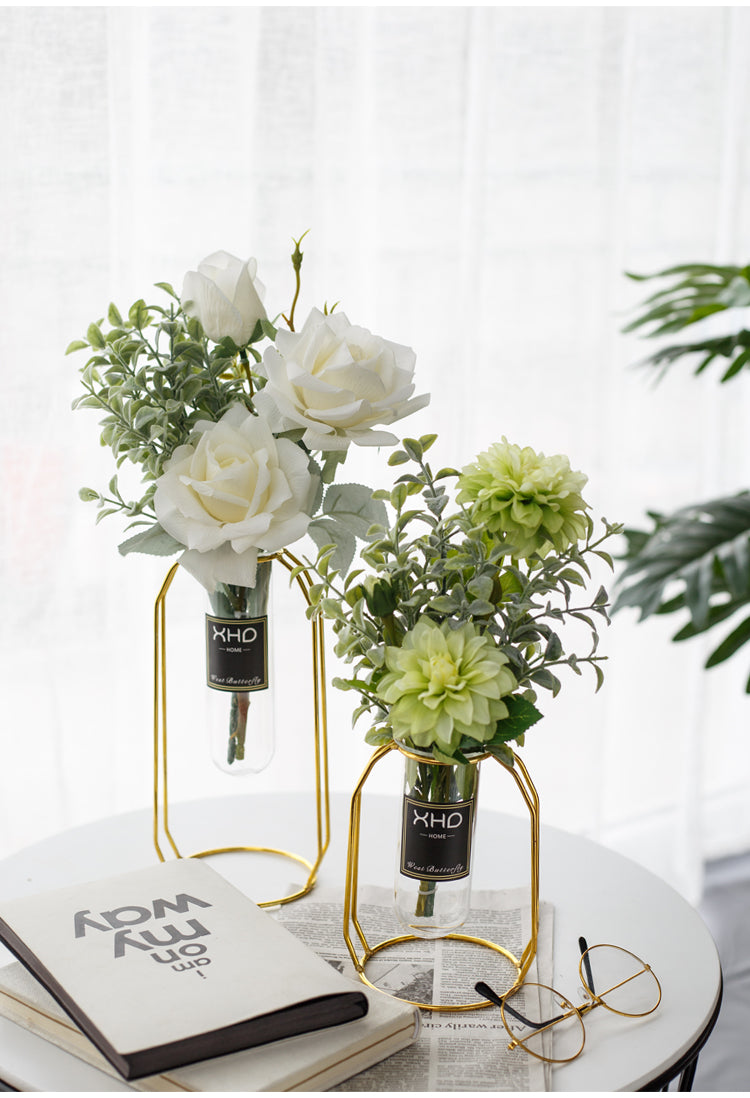 Morden Charm Series - Artificial Silk Rose Bouquet Arrangement For Living Room And Indoor Decoration
