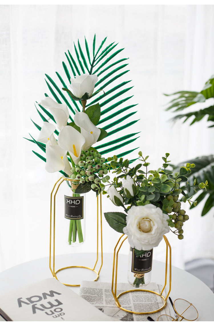 Morden Charm Series - Artificial Silk Rose Bouquet Arrangement For Living Room And Indoor Decoration
